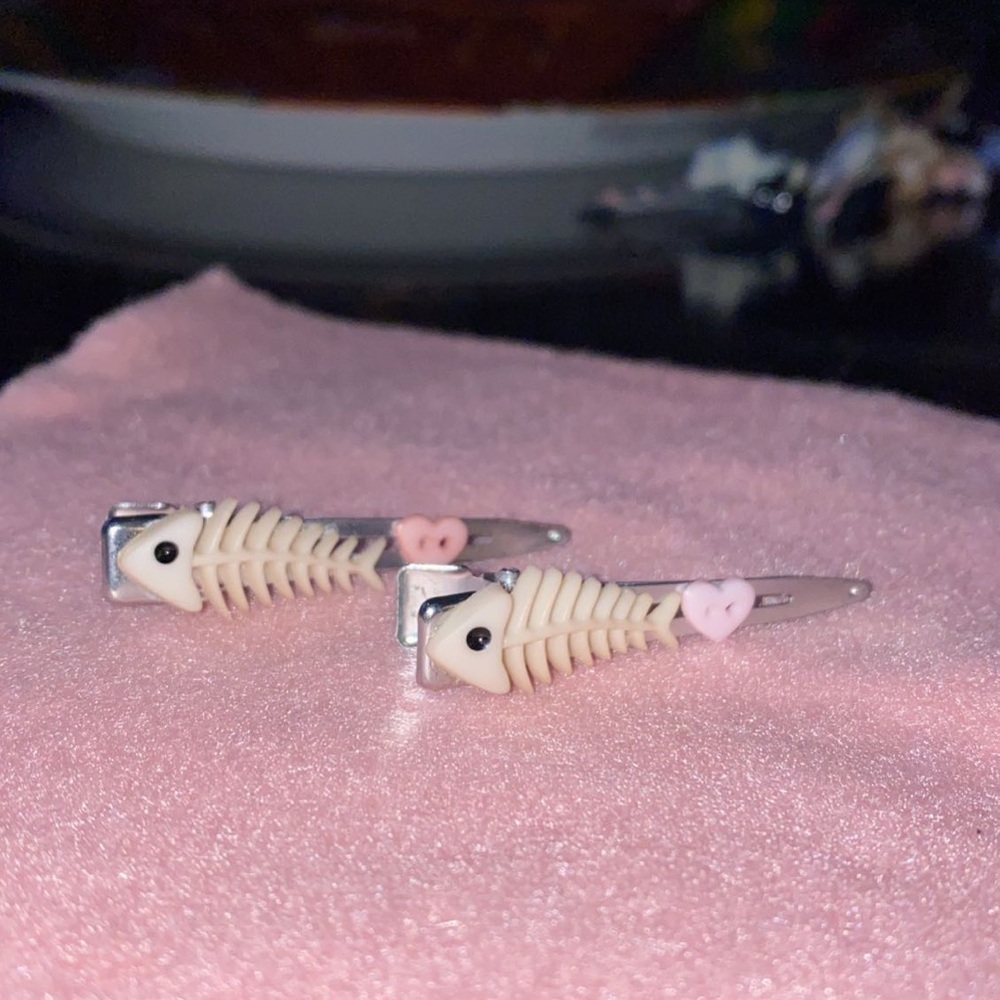 fish bone handmade hair clips